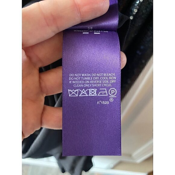 Ralph Lauren Purple Label Missandra Sequin Evening Dress Gown 16 Black Backless - Picture 14 of 16